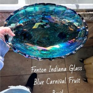 Indiana Glass Iridescent Blue Oval Vase